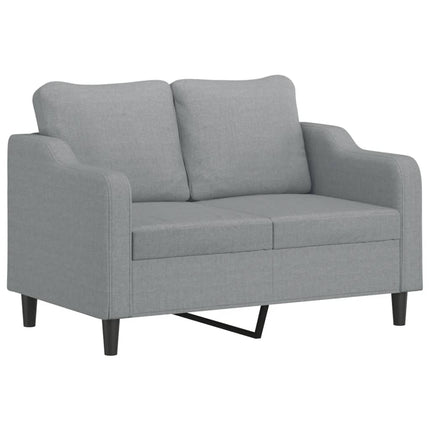 2-sits soffa med prydnadskuddar ljusgrå 120 cm tyg