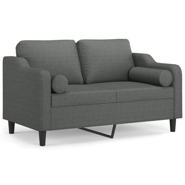 2-sits soffa med prydnadskuddar mörkgrå 120 cm tyg