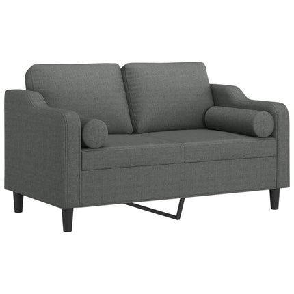 2-sits soffa med prydnadskuddar mörkgrå 120 cm tyg