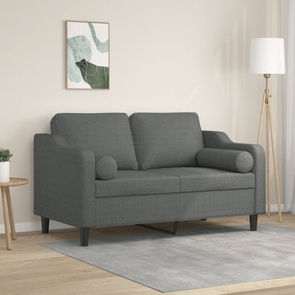 2-sits soffa med prydnadskuddar mörkgrå 120 cm tyg