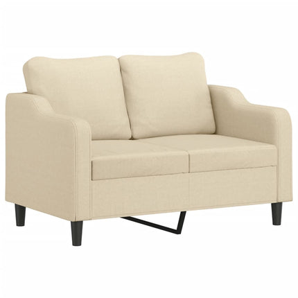 2-sits soffa med prydnadskuddar gräddvit 120 cm tyg