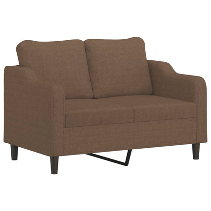 2-sits soffa med prydnadskuddar brun 120 cm tyg