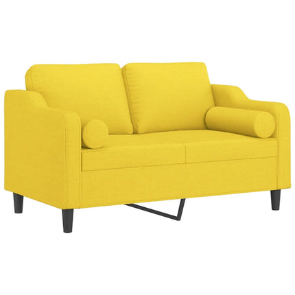 2-sits soffa med prydnadskuddar ljusgul 120 cm tyg