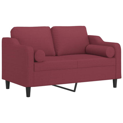 2-sits soffa med prydnadskuddar vinröd 120 cm tyg