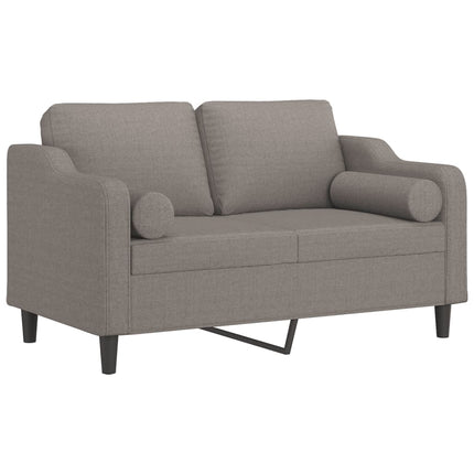 2-sits soffa med prydnadskuddar taupe 120 cm tyg