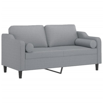 2-sits soffa med prydnadskuddar ljusgrå 140 cm tyg