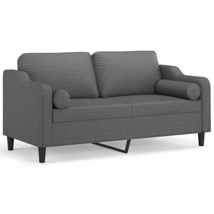 2-sits soffa med prydnadskuddar mörkgrå 140 cm tyg