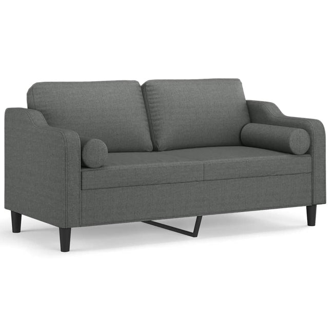 2-sits soffa med prydnadskuddar mörkgrå 140 cm tyg