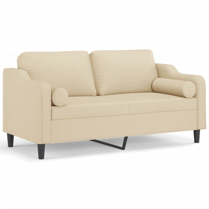 2-sits soffa med prydnadskuddar gräddvit 140 cm tyg