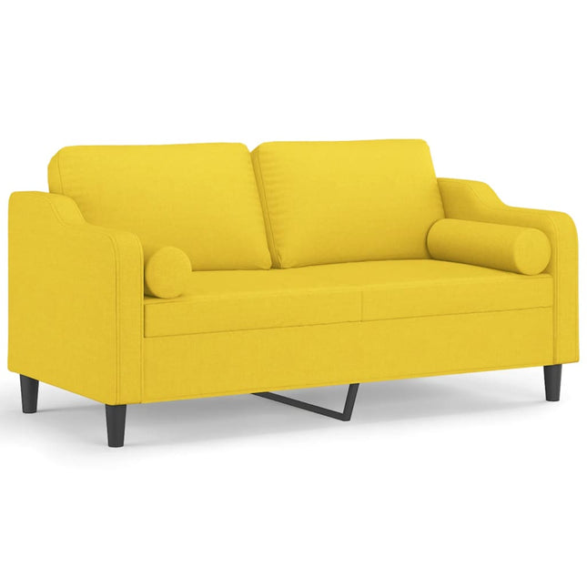 2-sits soffa med prydnadskuddar ljusgul 140 cm tyg