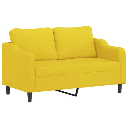 2-sits soffa med prydnadskuddar ljusgul 140 cm tyg