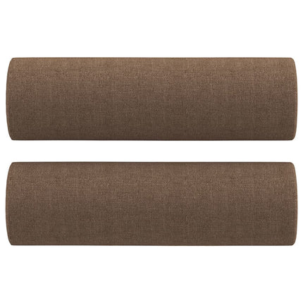 3-sitssoffa med prydnadskuddar brun 180 cm tyg