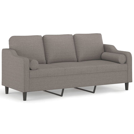 3-sitssoffa med prydnadskuddar taupe 180 cm tyg