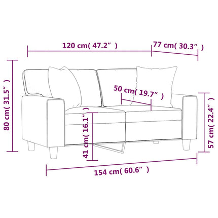 2-sits soffa med prydnadskuddar svart 120 cm konstläder