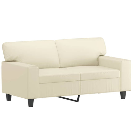 2-sits soffa med prydnadskuddar gräddvit 120 cm konstläder