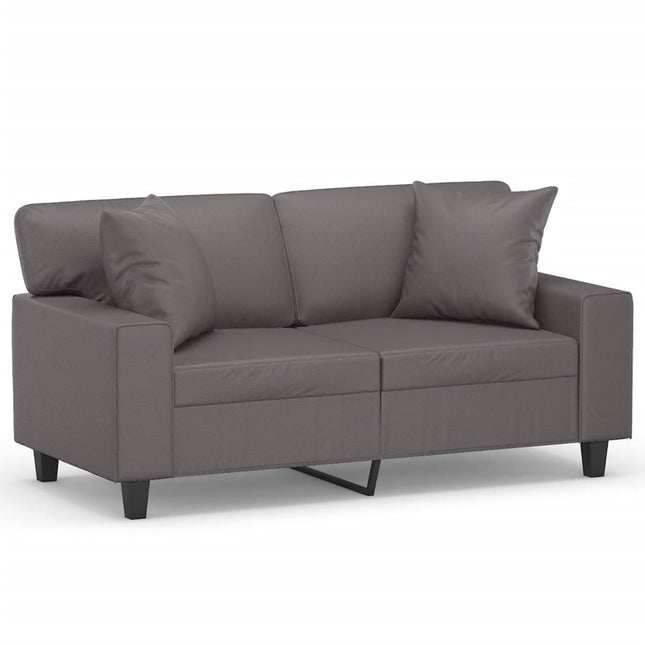 2-sits soffa med prydnadskuddar grå 120 cm konstläder