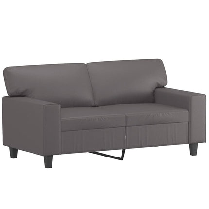 2-sits soffa med prydnadskuddar grå 120 cm konstläder