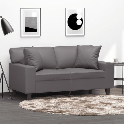 2-sits soffa med prydnadskuddar grå 120 cm konstläder