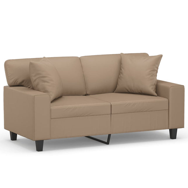 2-sits soffa med prydnadskuddar cappuccino 120 cm konstläder