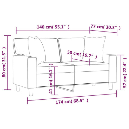 2-sits soffa med prydnadskuddar svart 140 cm konstläder