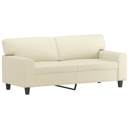 2-sits soffa med prydnadskuddar gräddvit 140 cm konstläder
