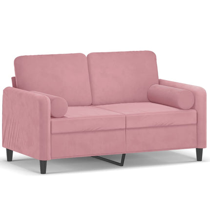 2-sitssoffa med prydnadskuddar rosa 120 cm sammet