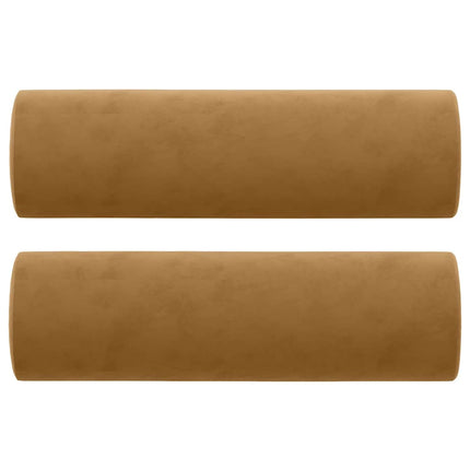 2-sitssoffa med prydnadskuddar brun 140 cm sammet