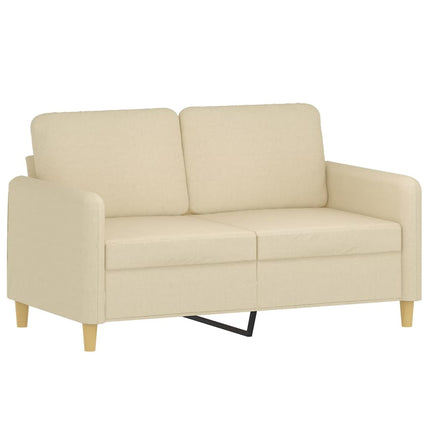2-sits soffa med prydnadskuddar gräddvit 120 cm tyg