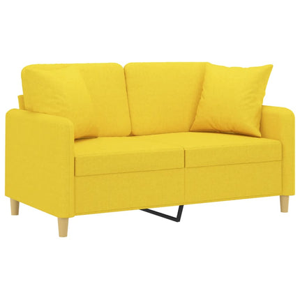 2-sits soffa med prydnadskuddar ljusgul 120 cm tyg
