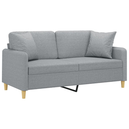 2-sits soffa med prydnadskuddar ljusgrå 140 cm tyg