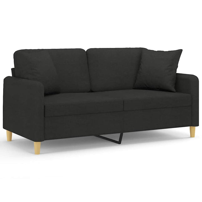 2-sits soffa med prydnadskuddar svart 140 cm tyg