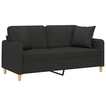 2-sits soffa med prydnadskuddar svart 140 cm tyg