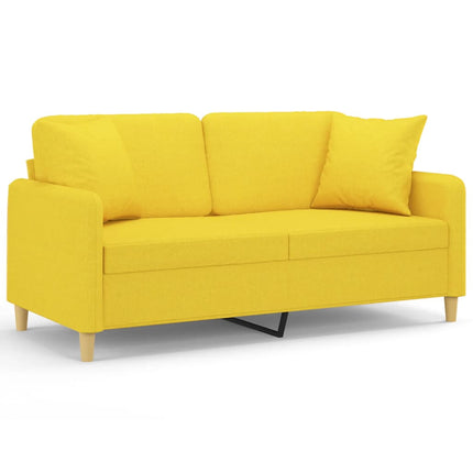 2-sits soffa med prydnadskuddar ljusgul 140 cm tyg