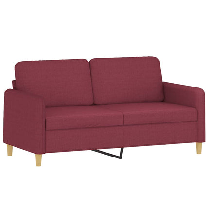 2-sits soffa med prydnadskuddar vinröd 140 cm tyg