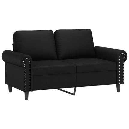 2-sits soffa med prydnadskuddar svart 120 cm konstläder