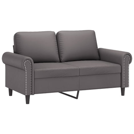 2-sits soffa med prydnadskuddar grå 120 cm konstläder