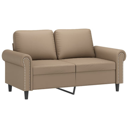 2-sits soffa med prydnadskuddar cappuccino 120 cm konstläder