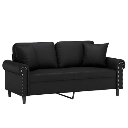 2-sits soffa med prydnadskuddar svart 140 cm konstläder