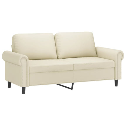 2-sits soffa med prydnadskuddar gräddvit 140 cm konstläder