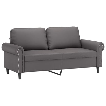 2-sits soffa med prydnadskuddar grå 140 cm konstläder