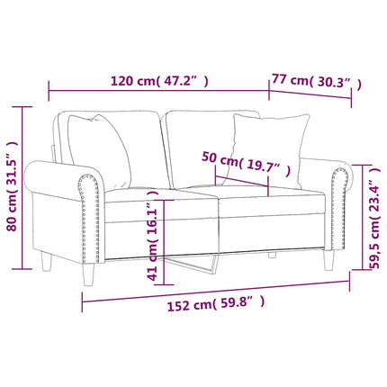 2-sitssoffa med prydnadskuddar mörkgrön 120 cm sammet