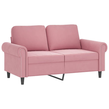 2-sitssoffa med prydnadskuddar rosa 120 cm sammet