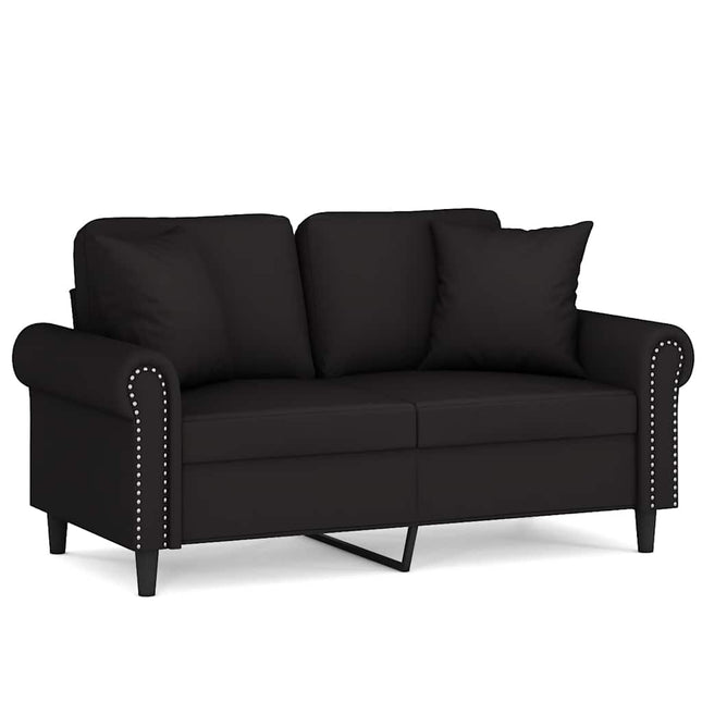 2-sitssoffa med prydnadskuddar svart 120 cm sammet
