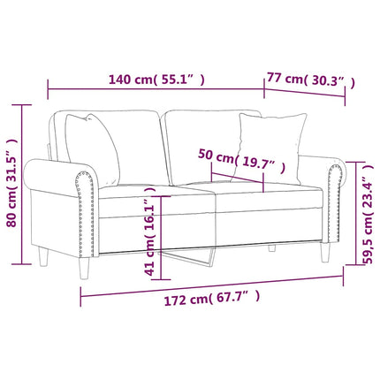 2-sitssoffa med prydnadskuddar mörkgrön 140 cm sammet