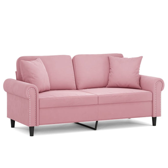 2-sitssoffa med prydnadskuddar rosa 140 cm sammet