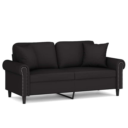 2-sitssoffa med prydnadskuddar svart 140 cm sammet