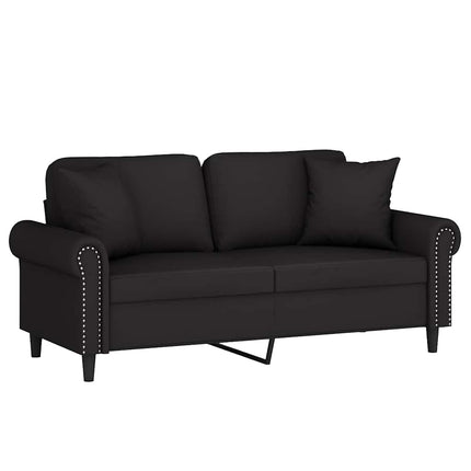 2-sitssoffa med prydnadskuddar svart 140 cm sammet
