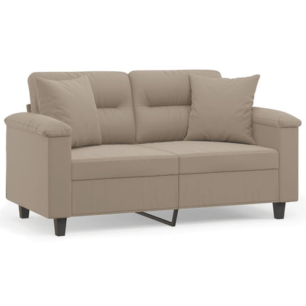 2-sitssoffa med prydnadskuddar taupe 120 cm mikrofibertyg