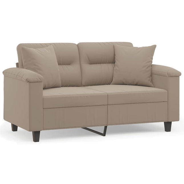 2-sitssoffa med prydnadskuddar taupe 120 cm mikrofibertyg