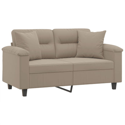 2-sitssoffa med prydnadskuddar taupe 120 cm mikrofibertyg